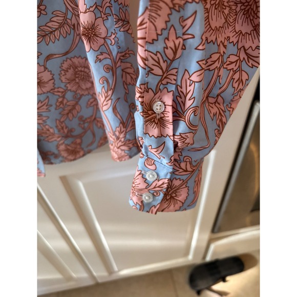 Lands End Womens Blue Floral Print Button Up Shirt Size 6 - Picture 4 of 6